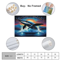 Baleine Peinture sur toile sans cadre, impressions posters art mural pour déco maison chambre bureau