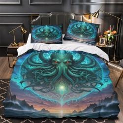 Mythe de l'horreur Cthulhu Housse de Couette Imprimée 3D Douce 3 Pièces Literie Garçons Filles