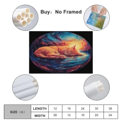 Chat Peinture sur toile sans cadre, impressions posters art mural pour déco maison chambre bureau