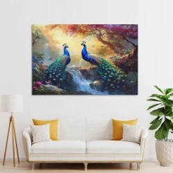 Paon Peinture sur toile sans cadre, impressions posters art mural pour déco maison chambre bureau