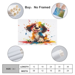 Chien de dessin animé Peinture sur toile sans cadre, impressions posters art mural pour déco maison chambre bureau