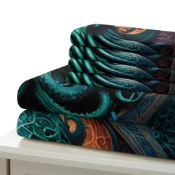 Mito dell'orrore Cthulhu Copripiumino Stampato 3D Morbido 3 Pezzi Biancheria da Letto per Ragazzi Ragazze
