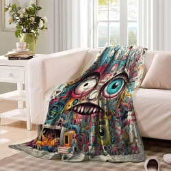 Art abstrait Plaid en Polaire Imprimé 3D Couverture Douce Confortable pour Canapé Lit Bureau