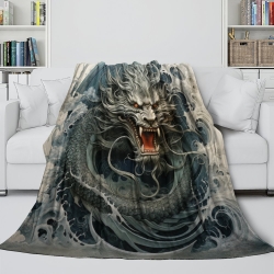 oriental Dragon Plaid en Polaire Imprimé 3D Couverture Douce Confortable pour Canapé Lit Bureau