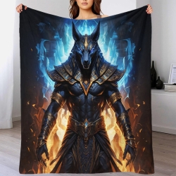 Dieu égyptien Anubis Plaid en Polaire Imprimé 3D Couverture Douce Confortable pour Canapé Lit Bureau