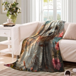 Bichón Frisé Manta de Forro Polar Impresa en 3D Suave y Acogedora para Sofá Cama Oficina