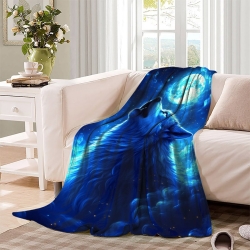 Loup Plaid en Polaire Imprimé 3D Couverture Douce Confortable pour Canapé Lit Bureau