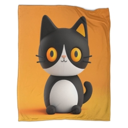 Chat Plaid en Polaire Imprimé 3D Couverture Douce Confortable pour Canapé Lit Bureau