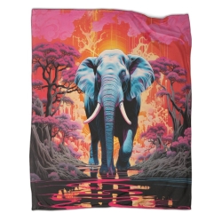 Éléphant Plaid en Polaire Imprimé 3D Couverture Douce Confortable pour Canapé Lit Bureau