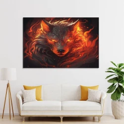 Loup Peinture sur toile sans cadre, impressions posters art mural pour déco maison chambre bureau