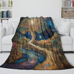 Arbre de vie Plaid en Polaire Imprimé 3D Couverture Douce Confortable pour Canapé Lit Bureau