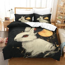 Lapin Housse de Couette Imprimée 3D Douce 3 Pièces Literie Garçons Filles
