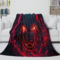 Loup Plaid en Polaire Imprimé 3D Couverture Douce Confortable pour Canapé Lit Bureau
