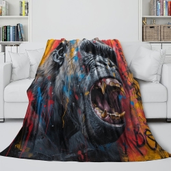 Gorille Plaid en Polaire Imprimé 3D Couverture Douce Confortable pour Canapé Lit Bureau