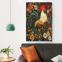 Coq Peinture sur toile sans cadre, impressions posters art mural pour déco maison chambre bureau