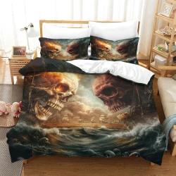 Crâne Housse de Couette Imprimée 3D Douce 3 Pièces Literie Garçons Filles