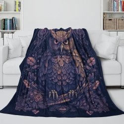 Hibou Plaid en Polaire Imprimé 3D Couverture Douce Confortable pour Canapé Lit Bureau