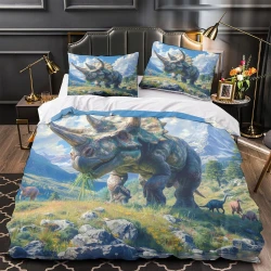 Dinosaure Housse de Couette Imprimée 3D Douce 3 Pièces Literie Garçons Filles