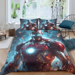 Avengers Iron Man Housse de Couette Imprimée 3D Douce 3 Pièces Literie Garçons Filles