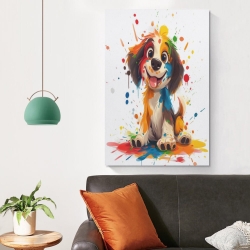 Chien de dessin animé Peinture sur toile sans cadre, impressions posters art mural pour déco maison chambre bureau