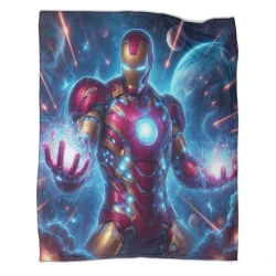 Avengers Iron Man Plaid en Polaire Imprimé 3D Couverture Douce Confortable pour Canapé Lit Bureau