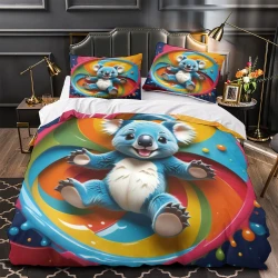 Koala Housse de Couette Imprimée 3D Douce 3 Pièces Literie Garçons Filles