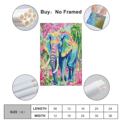 Éléphant Peinture sur toile sans cadre, impressions posters art mural pour déco maison chambre bureau