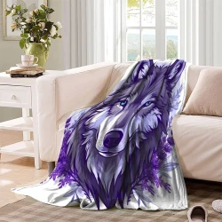 Wolf 3D Gedruckte Fleece-Decke Weiche Gemütliche Decke für Sofa Bett Büro