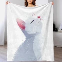 Cute Chat Plaid en Polaire Imprimé 3D Couverture Douce Confortable pour Canapé Lit Bureau