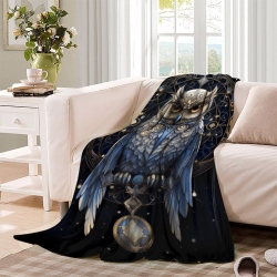 Hibou Plaid en Polaire Imprimé 3D Couverture Douce Confortable pour Canapé Lit Bureau