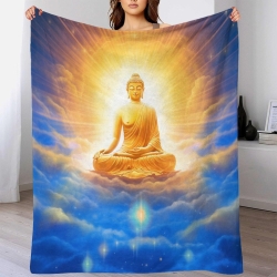 Buddha 3D Printed Fleece Throw Blanket Soft Cozy Blanket for Couch Sofa Bed Office