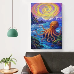 Pieuvre Peinture sur toile sans cadre, impressions posters art mural pour déco maison chambre bureau