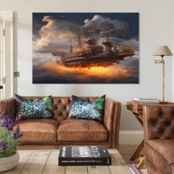 Voilier Peinture sur toile sans cadre, impressions posters art mural pour déco maison chambre bureau