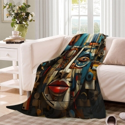 Art abstrait Plaid en Polaire Imprimé 3D Couverture Douce Confortable pour Canapé Lit Bureau