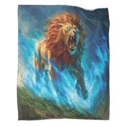 Lion Plaid en Polaire Imprimé 3D Couverture Douce Confortable pour Canapé Lit Bureau