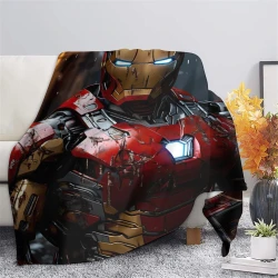 Avengers Iron Man Plaid en Polaire Imprimé 3D Couverture Douce Confortable pour Canapé Lit Bureau