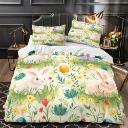 Lapin Housse de Couette Imprimée 3D Douce 3 Pièces Literie Garçons Filles
