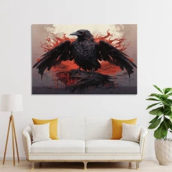 Corbeau Peinture sur toile sans cadre, impressions posters art mural pour déco maison chambre bureau
