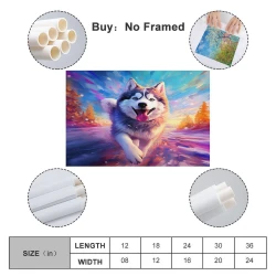 Husky Peinture sur toile sans cadre, impressions posters art mural pour déco maison chambre bureau