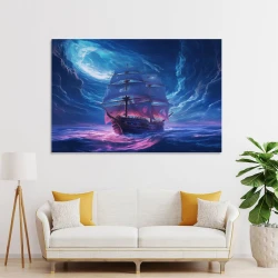 Voilier Peinture sur toile sans cadre, impressions posters art mural pour déco maison chambre bureau