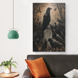 Corbeau Peinture sur toile sans cadre, impressions posters art mural pour déco maison chambre bureau