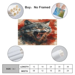 Loup Peinture sur toile sans cadre, impressions posters art mural pour déco maison chambre bureau