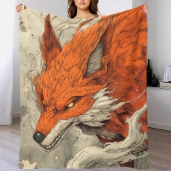 Renard Plaid en Polaire Imprimé 3D Couverture Douce Confortable pour Canapé Lit Bureau