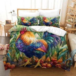 Coq Housse de Couette Imprimée 3D Douce 3 Pièces Literie Garçons Filles