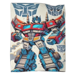 Transformers Optimus Prime Plaid en Polaire Imprimé 3D Couverture Douce Confortable pour Canapé Lit Bureau
