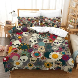 Crâne Housse de Couette Imprimée 3D Douce 3 Pièces Literie Garçons Filles