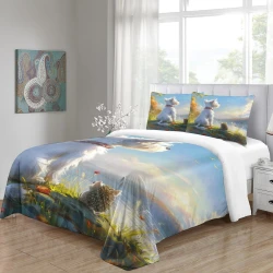 Yorkshire Terrier Housse de Couette Imprimée 3D Douce 3 Pièces Literie Garçons Filles