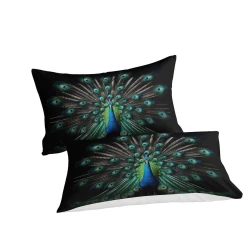 Paon Housse de Couette Imprimée 3D Douce 3 Pièces Literie Garçons Filles