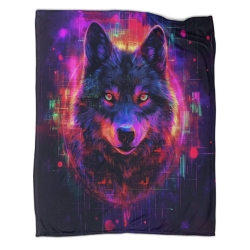 Loup Plaid en Polaire Imprimé 3D Couverture Douce Confortable pour Canapé Lit Bureau