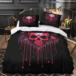 Crâne Housse de Couette Imprimée 3D Douce 3 Pièces Literie Garçons Filles
